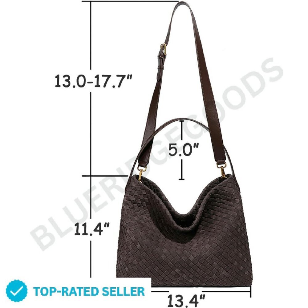 Suede Hobo Bag Elegant Shoulder Tote for Work Travel Minimal Chic - Picture 2 of 3